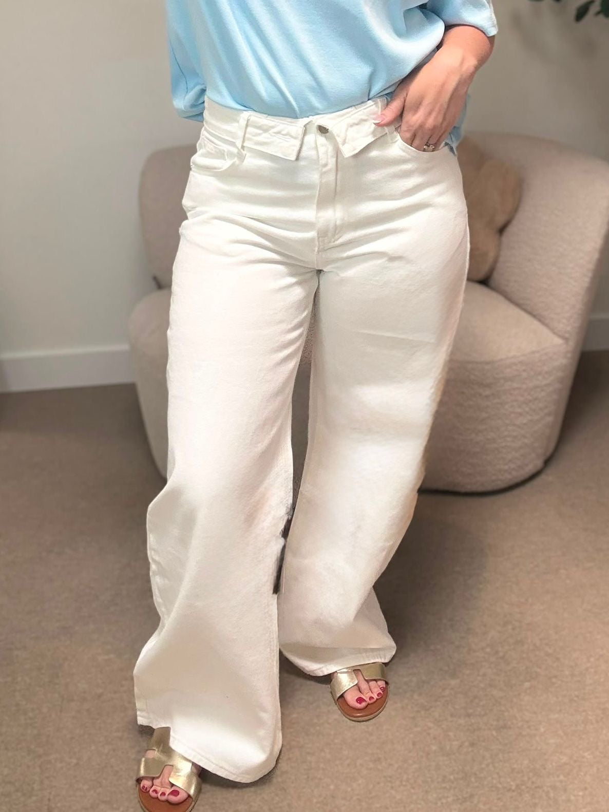 Loes Wide Leg Jeans - Wit