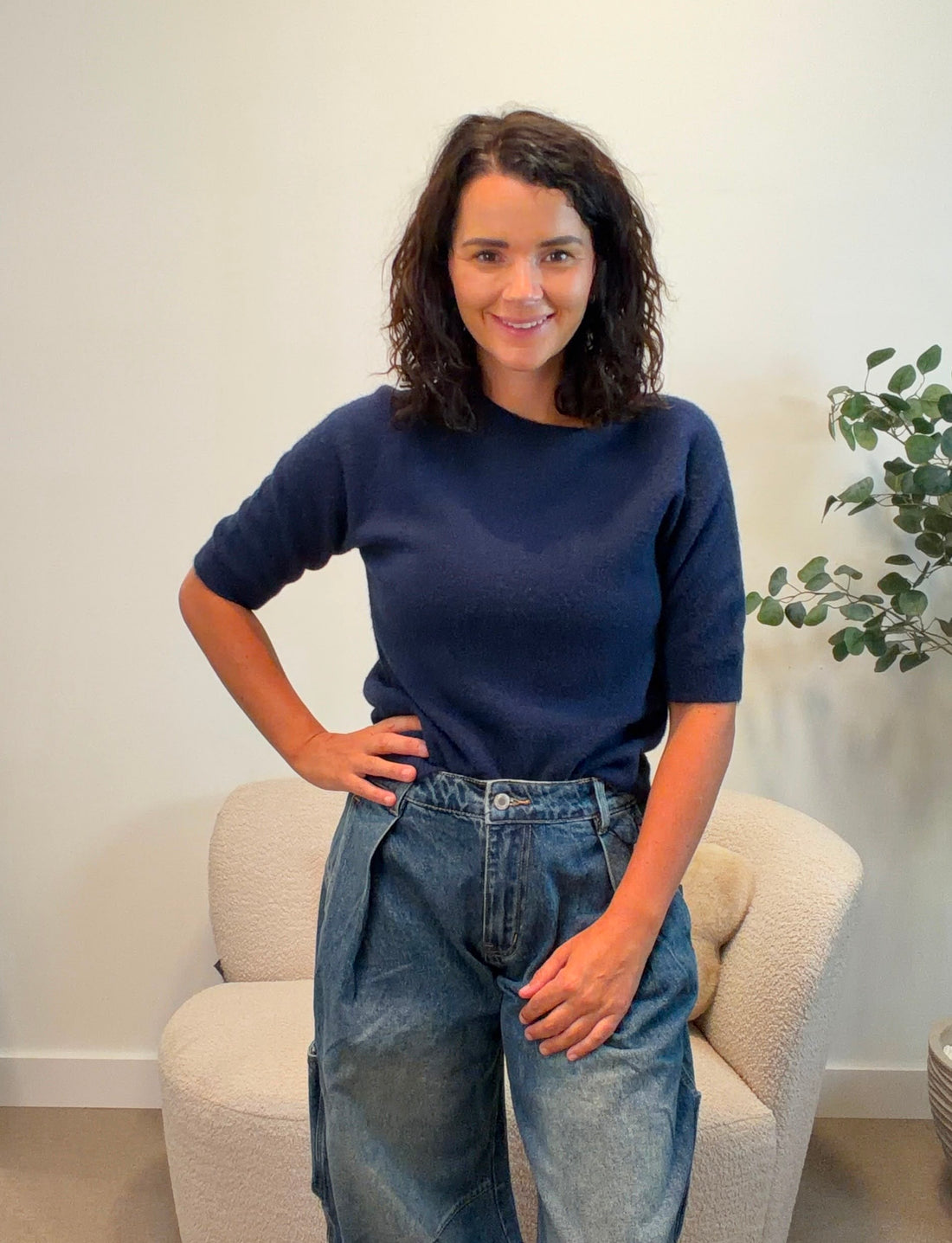 Zachte top Loes - Navy
