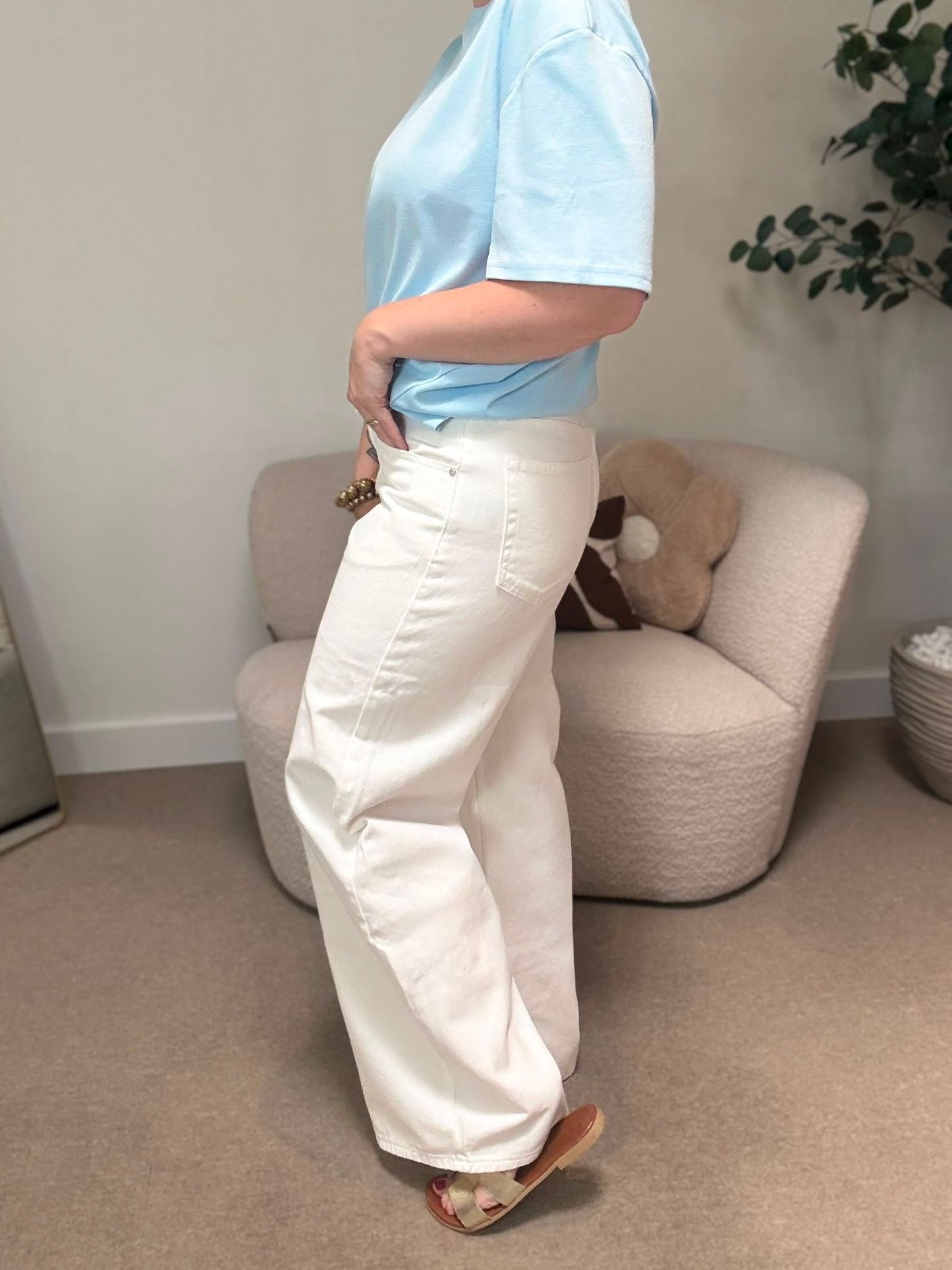Loes Wide Leg Jeans - Wit