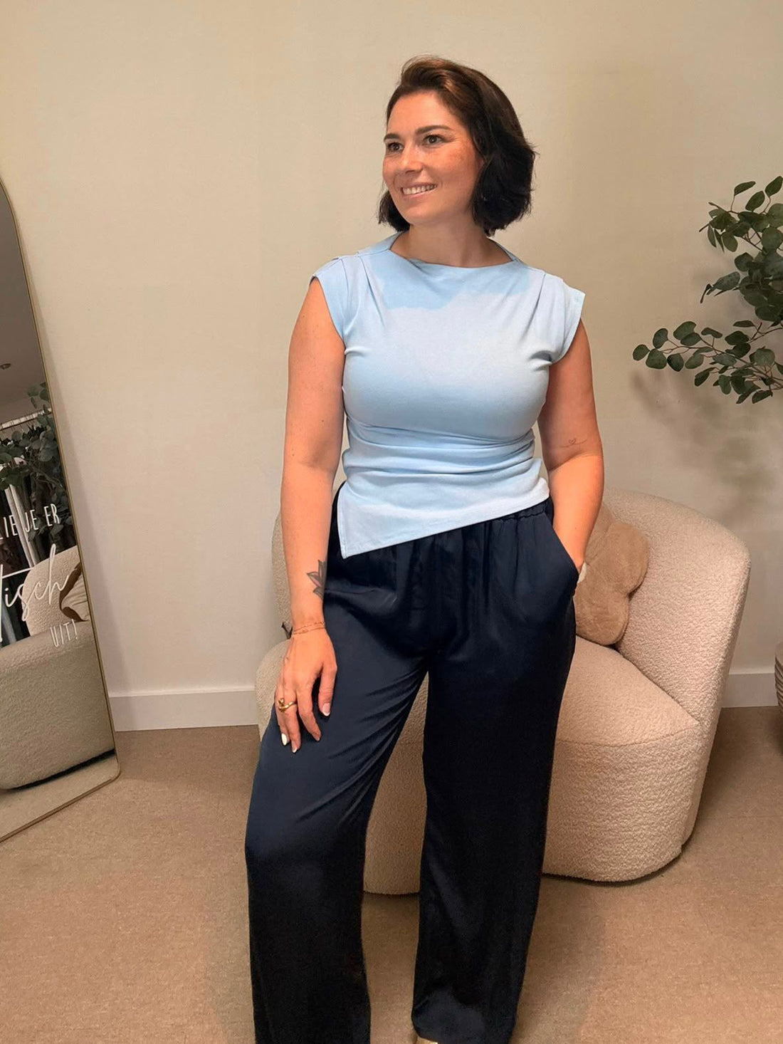 Jess Satijnen Broek - Navy