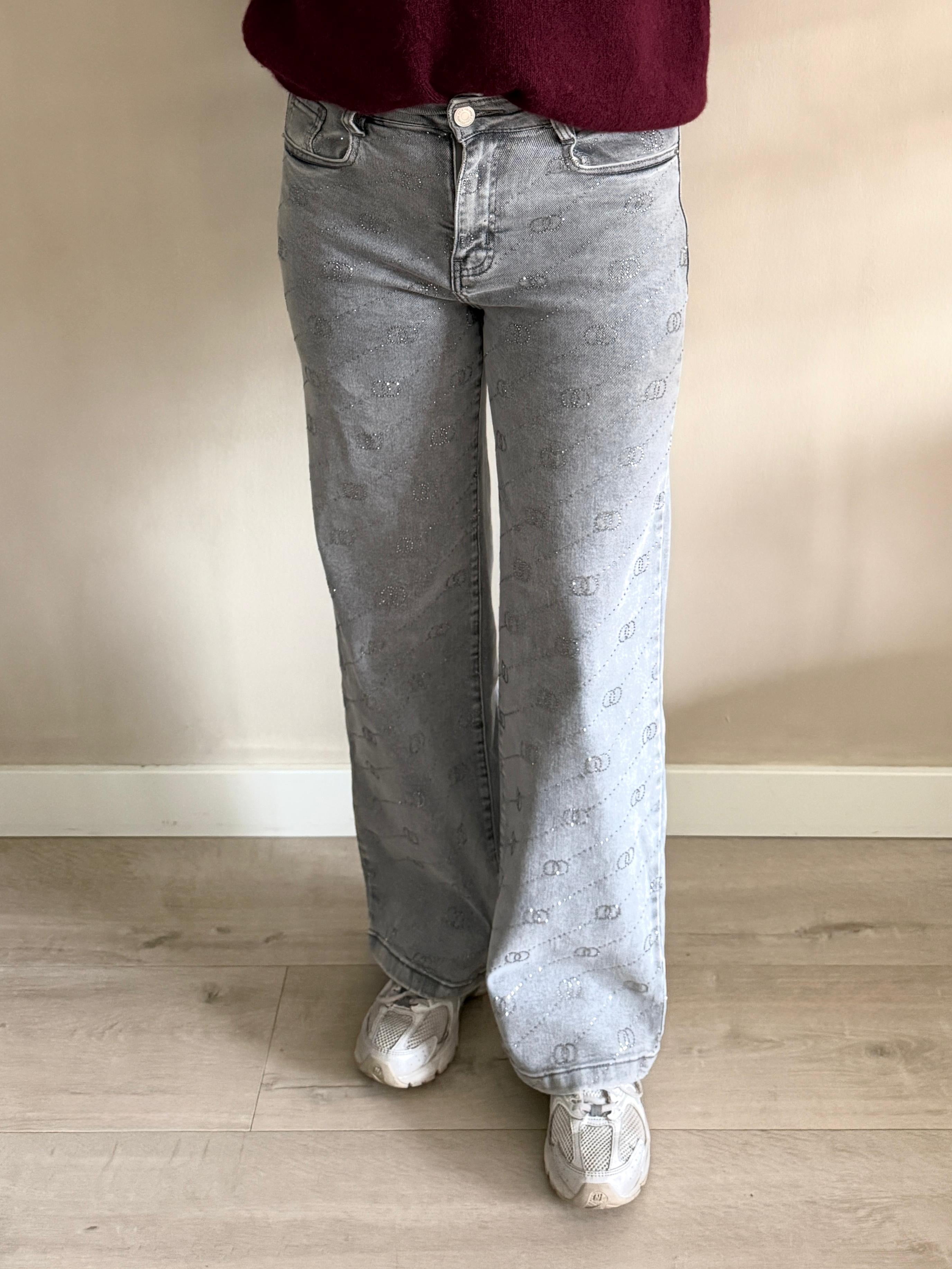 Jeans Stella – Grijs met Glitterdetails