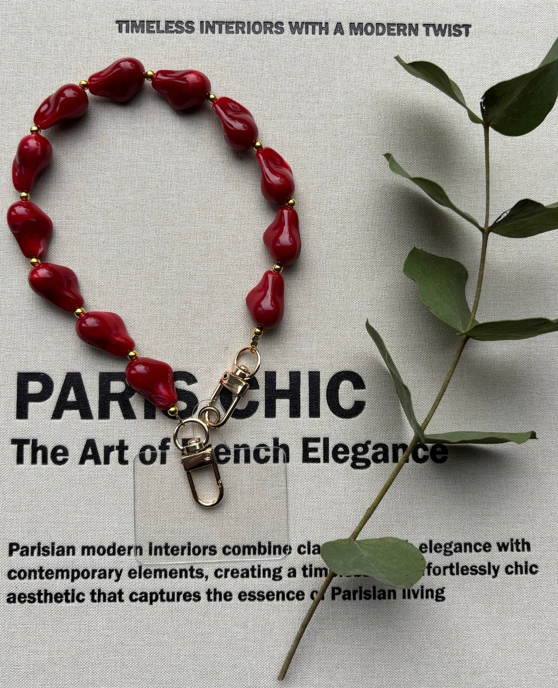 Telefoonkoord met glaskralen