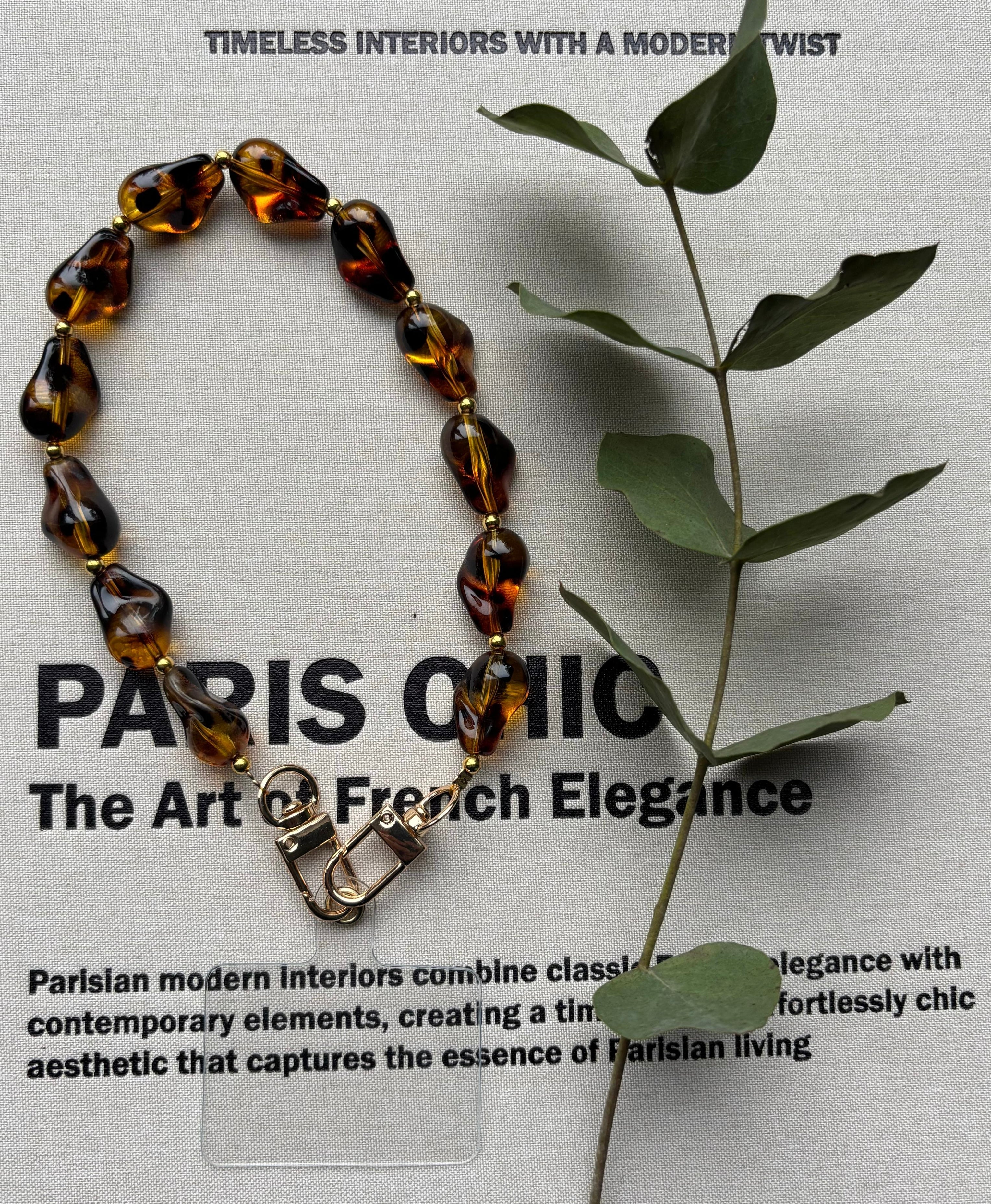 Telefoonkoord met glaskralen