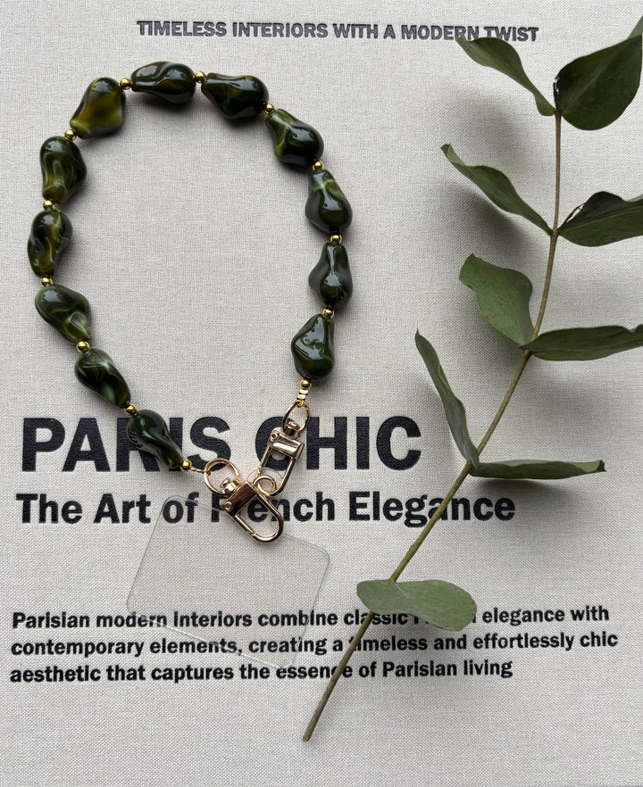 Telefoonkoord met glaskralen