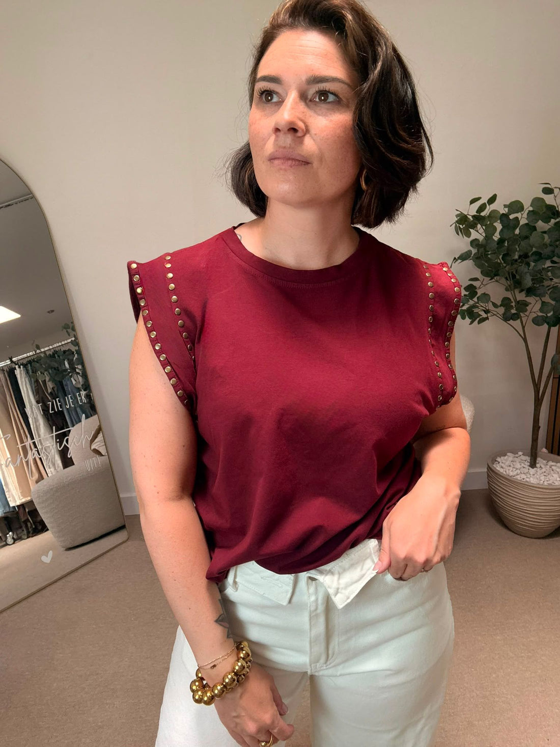 Ashley Stud Top - Bordeaux