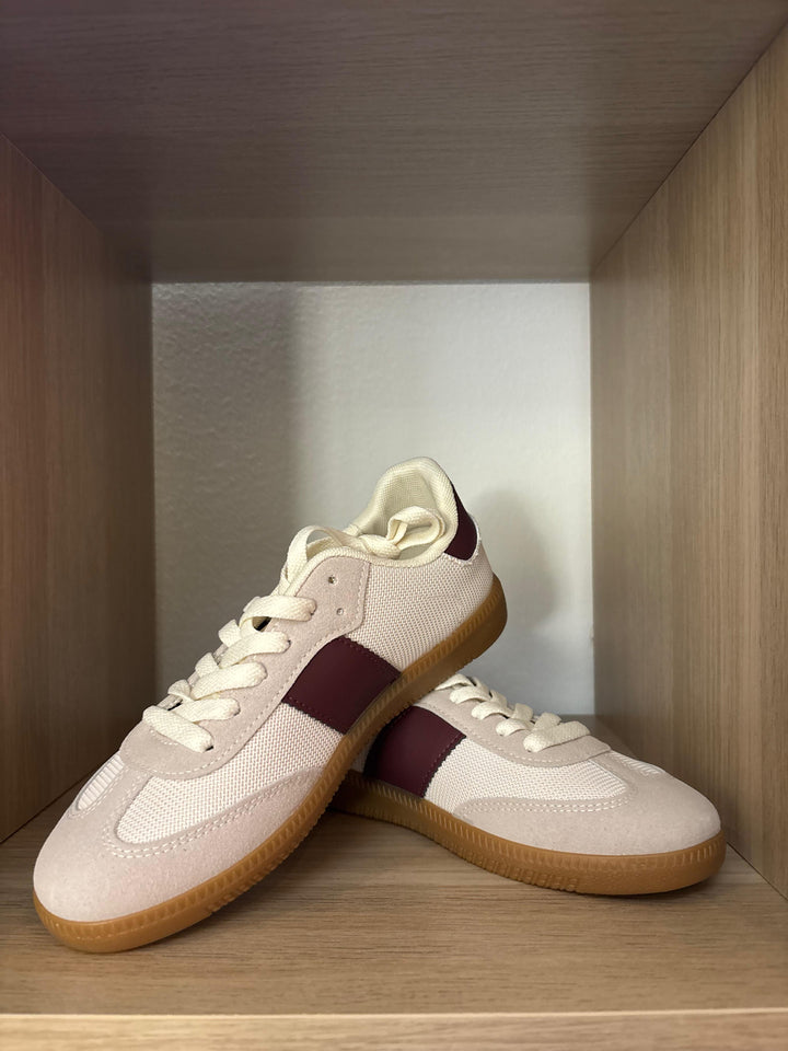 Dames sneaker beige/bordeaux