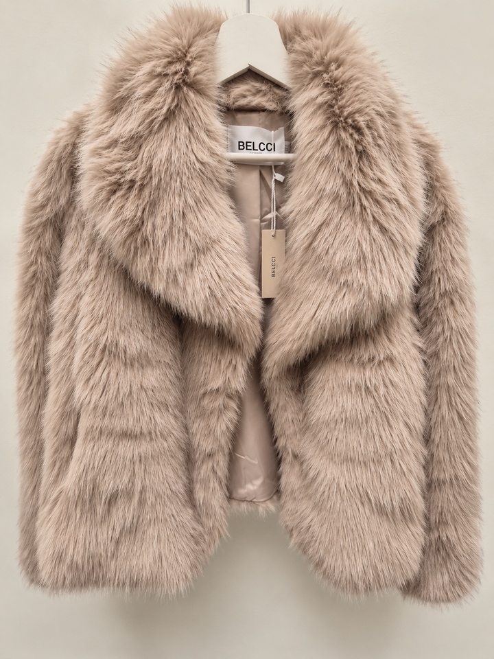 Faux Fur Jas Estelle – Beige